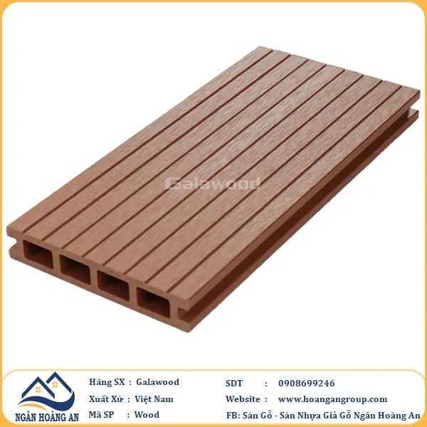 Sàn Gỗ Nhựa Ngoài Trời Galawood Lỗ Vuông G140V25 Wood